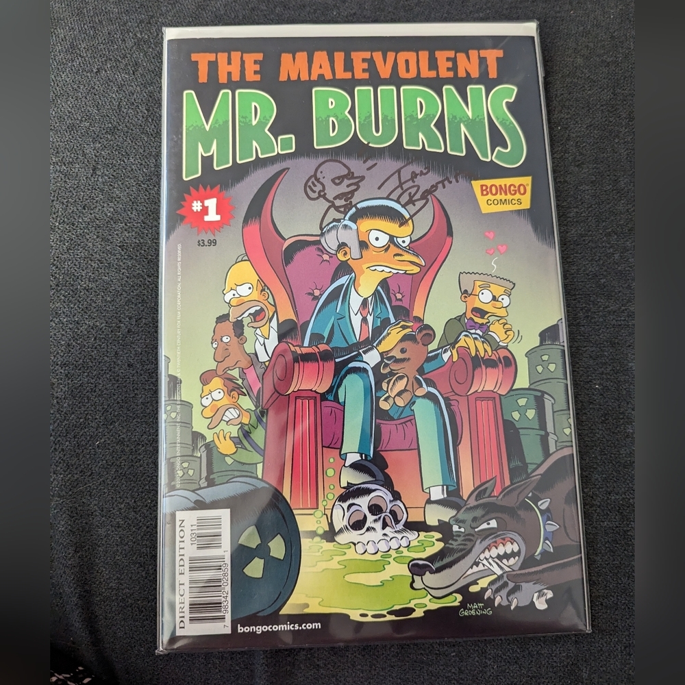 The Malevolent Mr. Burns #1 Comic Book Autographed Simpsons
